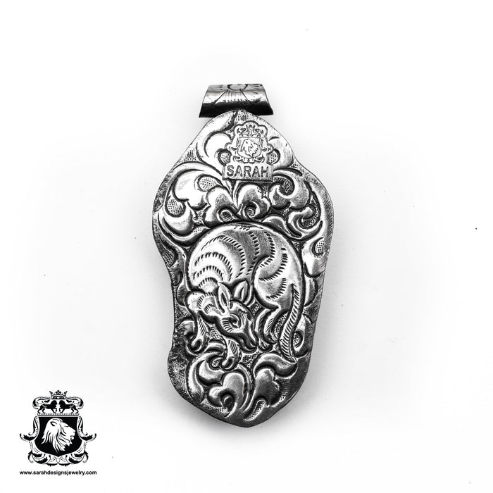 Loggerhead Sea Turtle Angelfish Starfish  Carving Silver Pendant & Chain N294