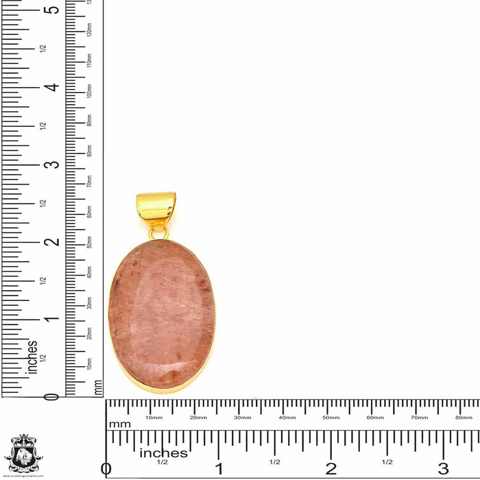 Strawberry Quartz 24K Gold Plated Pendant  GPH547