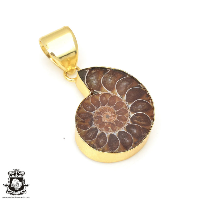 Ammonite 24K Gold Plated Pendant 3mm Snake Chain GPH668