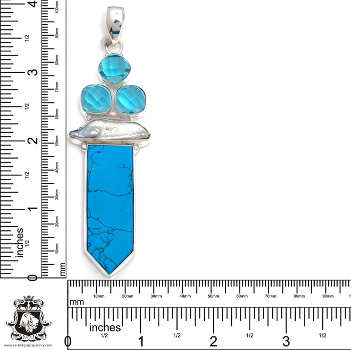 4 Inch Stabilized Reconstituted Turquoise Pendant & Chain  P7795