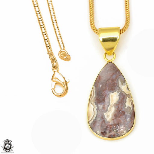 Crazy Lace Agate 24K Gold Plated Pendant  GPH602