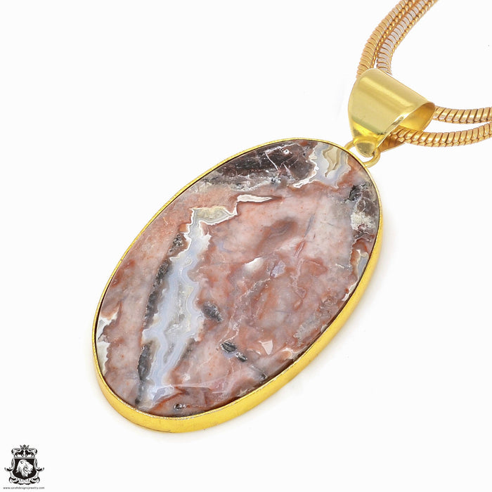 Crazy Lace Agate 24K Gold Plated Pendant  GPH609