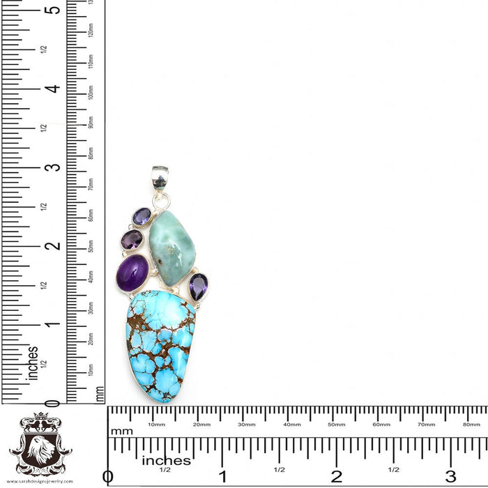 Lone Mountain Turquoise Larimar Pendant & Chain P9287