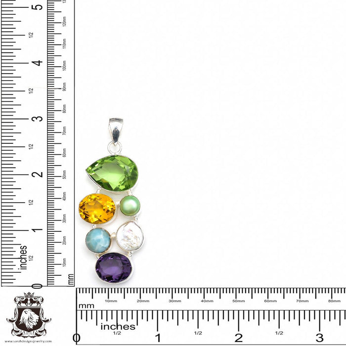 Amethyst Citrine Pearl Pendant & Chain P9335