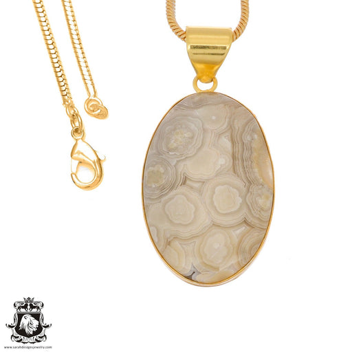 Crazy Lace Agate 24K Gold Plated Pendant  GPH1254