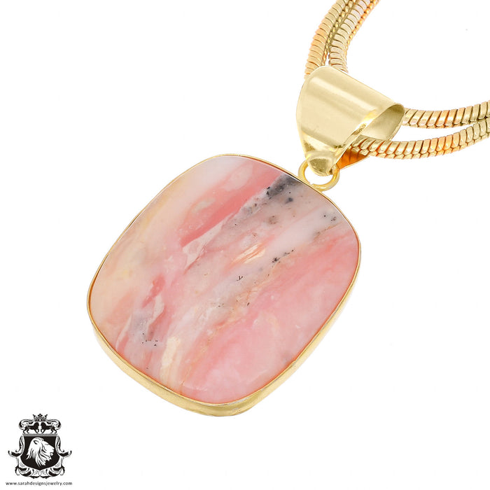 Peruvian Pink Opal 24K Gold Plated Pendant  GPH990