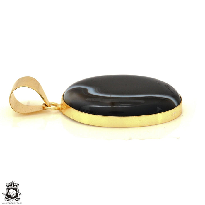 Banded Agate 24K Gold Plated Pendant  GPH17997