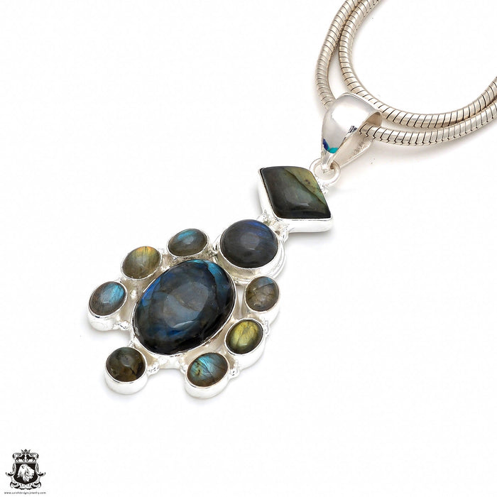 3 Inch Canadian Labradorite Pendant & Chain P8410