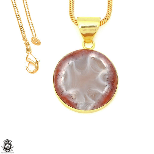 Laguna Lace Agate 24K Gold Plated Pendant 3mm Snake Chain GPH1628