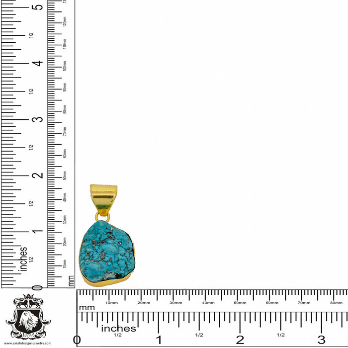 Turquoise Nugget 24K Gold Plated Pendant  GPH913
