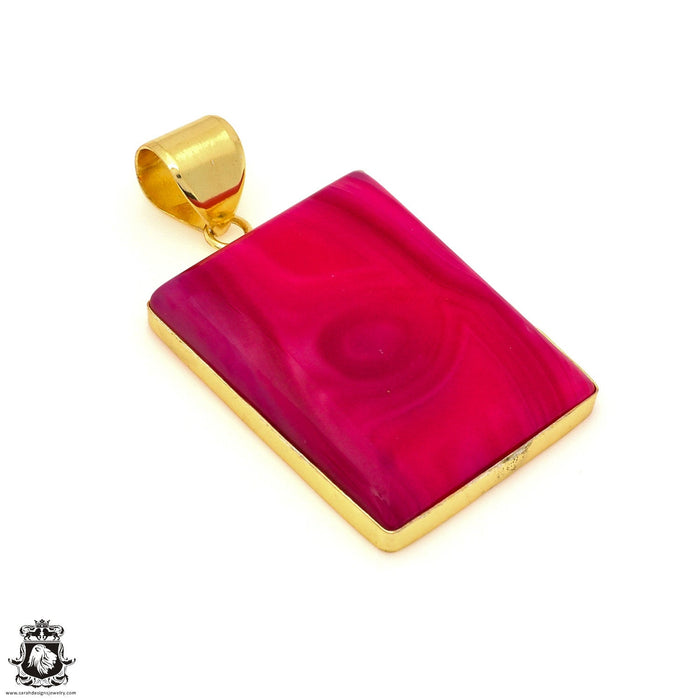 Pink Banded Agate 24K Gold Plated Pendant  GPH1783