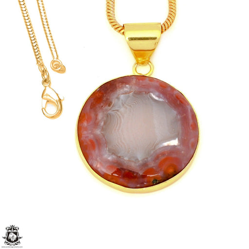 Laguna Lace Agate 24K Gold Plated Pendant 3mm Snake Chain GPH1620