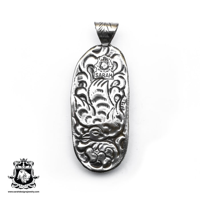 Lady with Humpback Whale  Carving Silver Pendant & Chain N242
