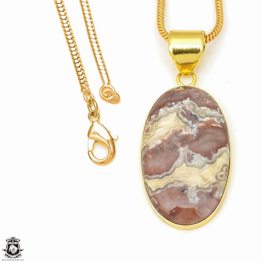 Crazy Lace Agate 24K Gold Plated Pendant  GPH608