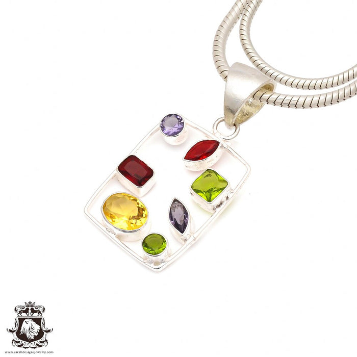 Garnet Citrine Peridot Pendant & Chain P9072