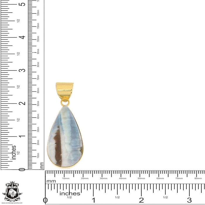 Owyhee Blue Opal 24K Gold Plated Pendant  GPH1059