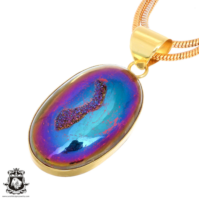 Titanium Druzy 24K Gold Plated Pendant  GPH1480