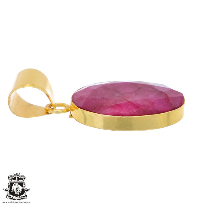 Ceylon Ruby 24K Gold Plated Pendant 3mm Snake Chain GPH1259