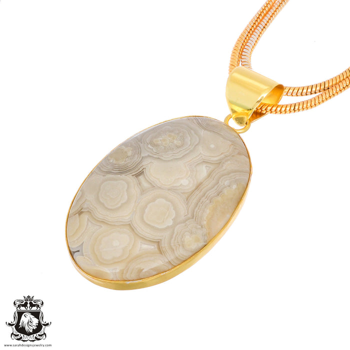 Crazy Lace Agate 24K Gold Plated Pendant  GPH1254
