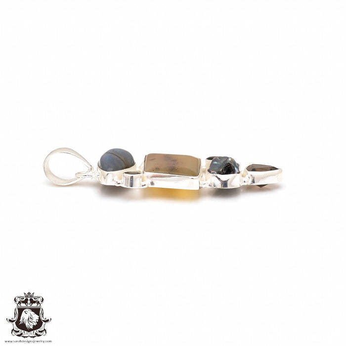 Labradorite Pearl Agate Topaz Pendant & Chain P9099