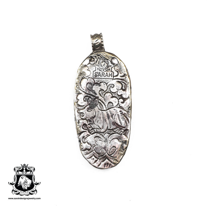 Crowned Ganesha  Carving Silver Pendant & Chain N143