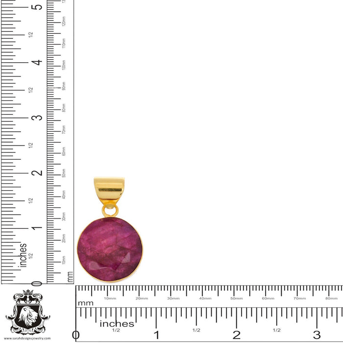 Ceylon Ruby 24K Gold Plated Pendant 3mm Snake Chain GPH1267