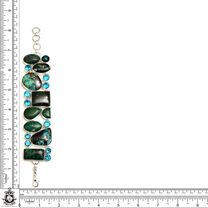 Azurite Malachite Shattuckite Blue Topaz Necklace Bracelet SET946