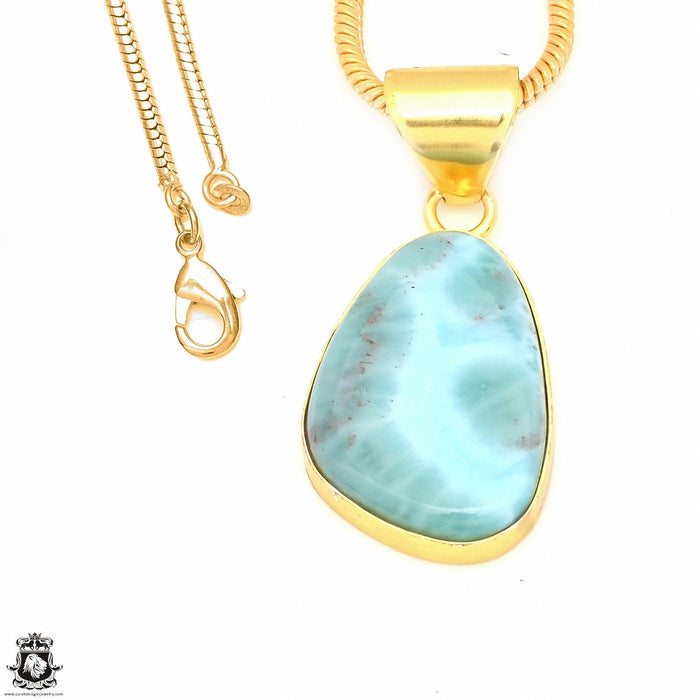 Larimar 24K Gold Plated Pendant  GPH526