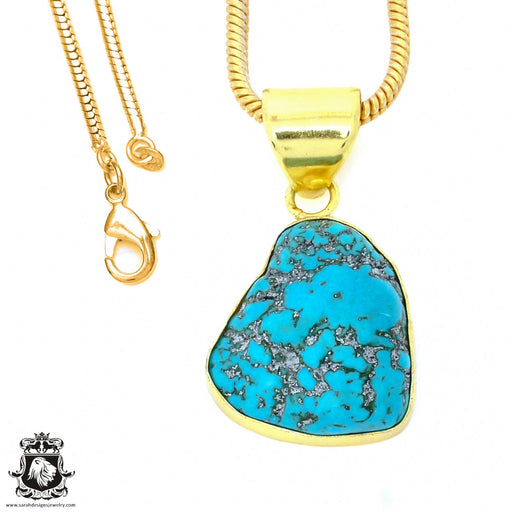 Turquoise Nugget 24K Gold Plated Pendant  GPH916