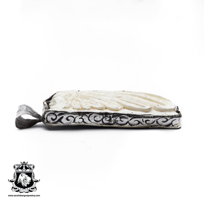 Chief Hiawatha  Carving Silver Pendant & Chain N288