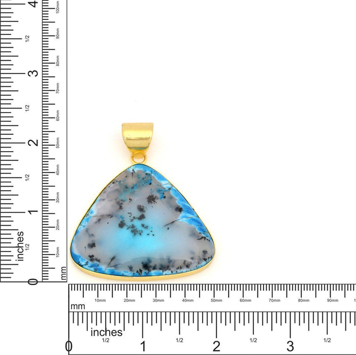 Blue Dendritic Opal 24K Gold Plated Pendant  GPH1542