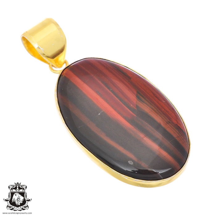 Iron Tiger's Eye 24K Gold Plated Pendant 3mm Snake Chain GPH1390