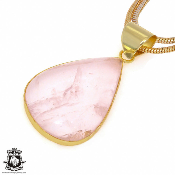 Rose Quartz 24K Gold Plated Pendant  GPH969