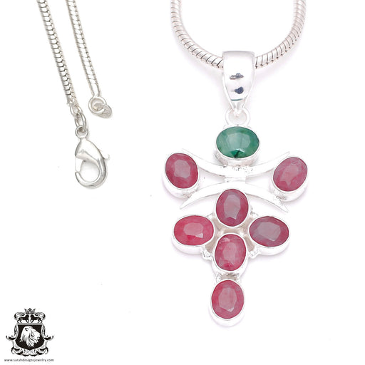 Emerald Ruby Pendant & Chain P7989