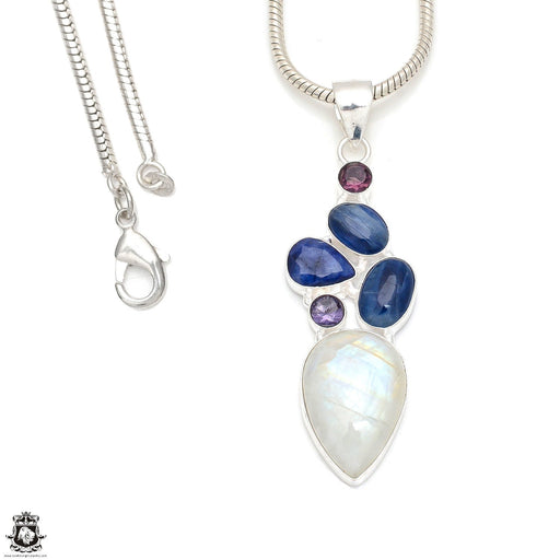 Moonstone Kyanite Sapphire Pendant & Chain P8320
