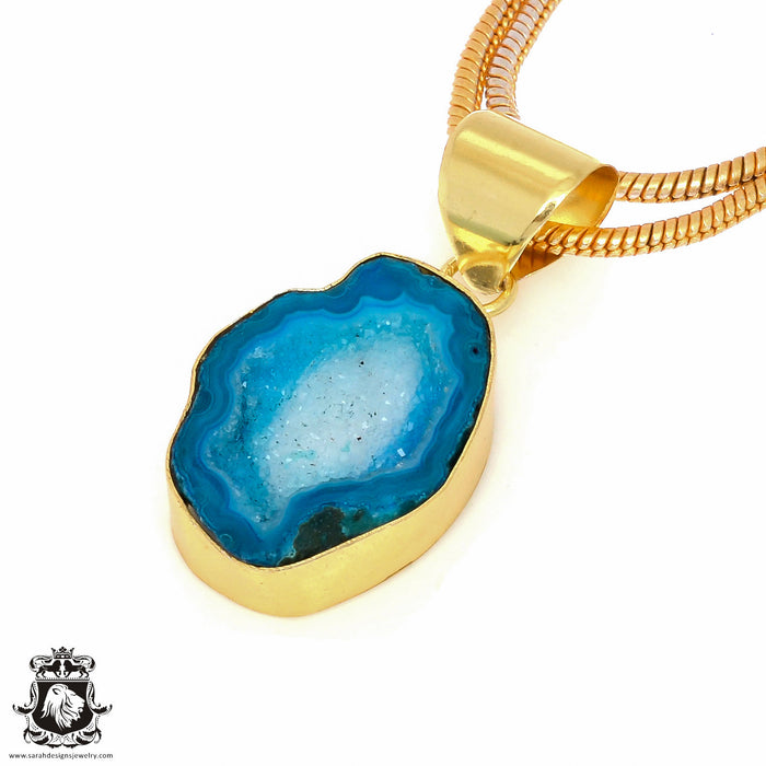 Tabasco Geode 24K Gold Plated Pendant 3mm Snake Chain GPH862