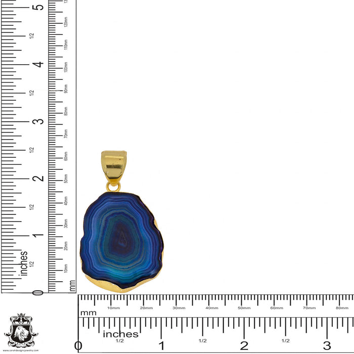 Ocean Blue Stalactite 24K Gold Plated Pendant  GPH1155