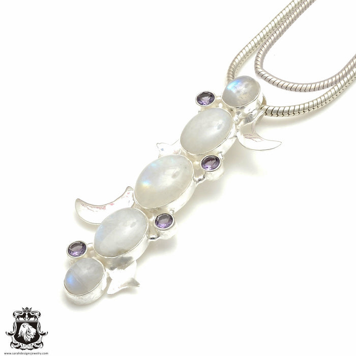 The Moon and the Star! 3.5 Inch Moonstone Pendant & Chain P9022