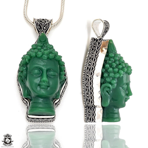 3D Composite Jade Buddha Head Pendant  P8464