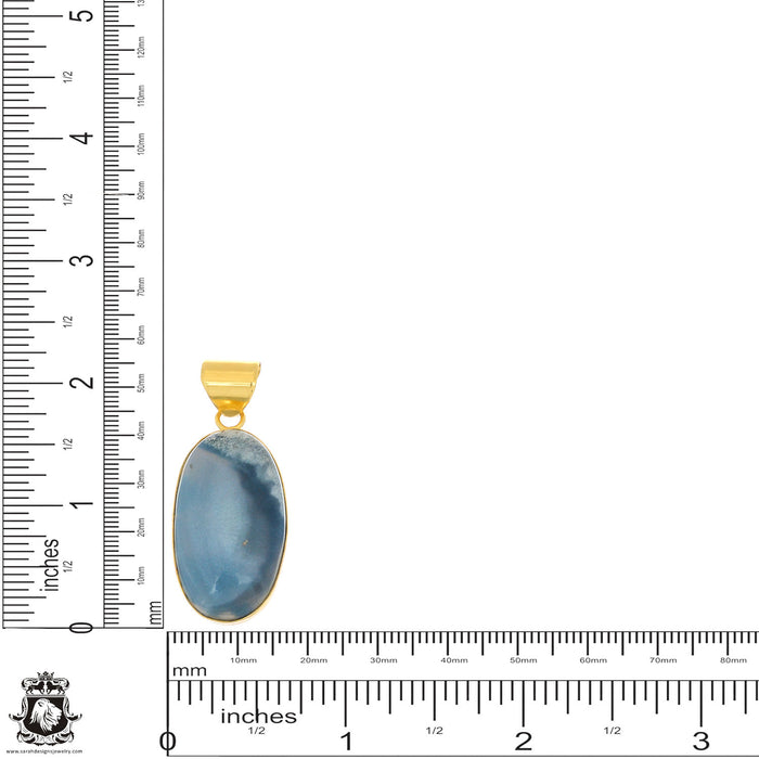 Owyhee Blue Opal 24K Gold Plated Pendant  GPH1060
