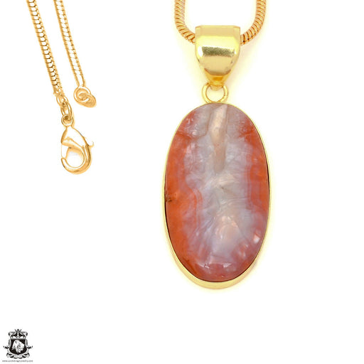 Laguna Lace Agate 24K Gold Plated Pendant 3mm Snake Chain GPH1621
