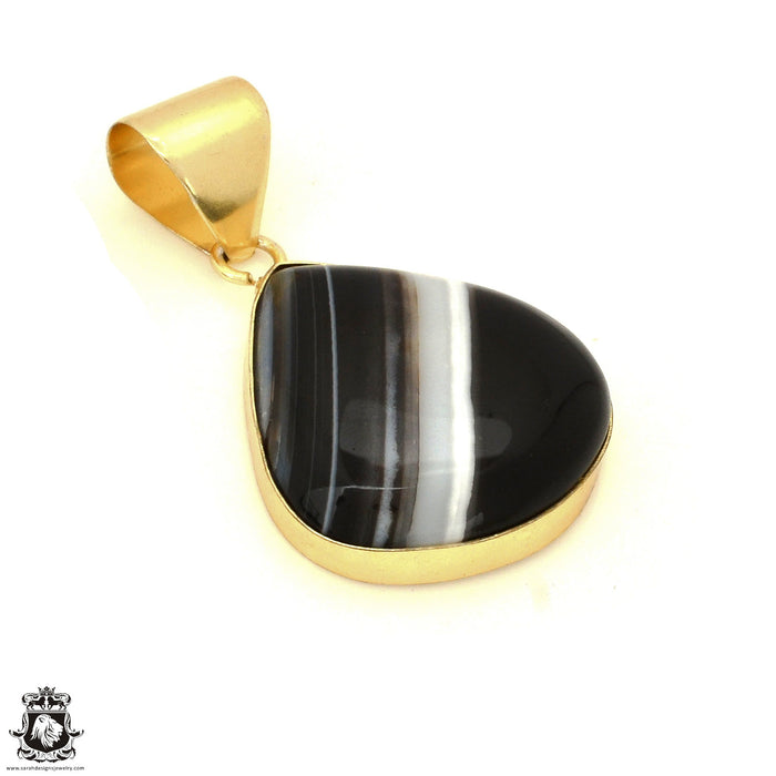 Banded Agate 24K Gold Plated Pendant  GPH1800