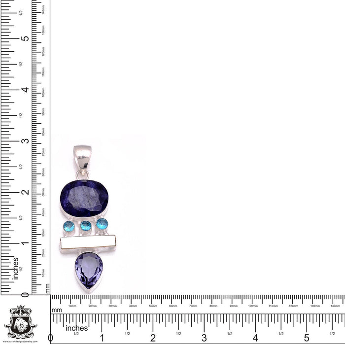 3 Inch Sapphire Pendant & Chain P8123