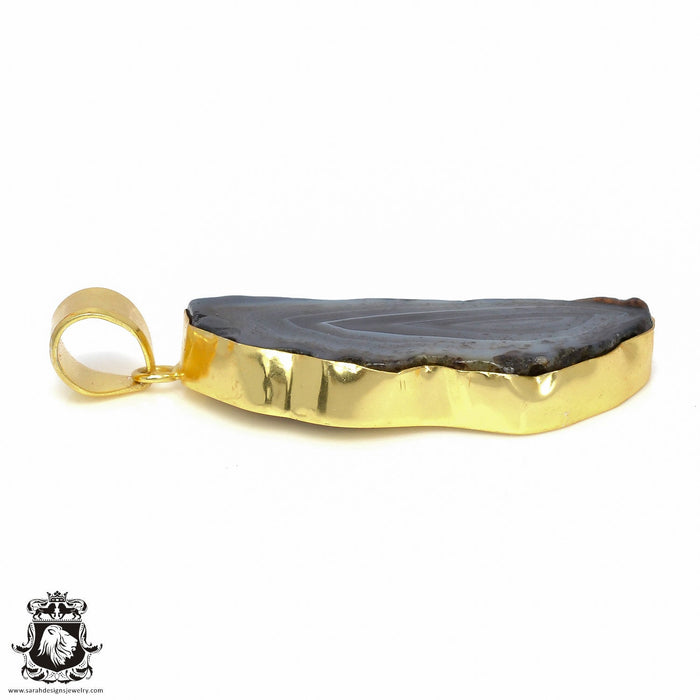 Agate Stalactite 24K Gold Plated Pendant 3mm Snake Chain GPH870
