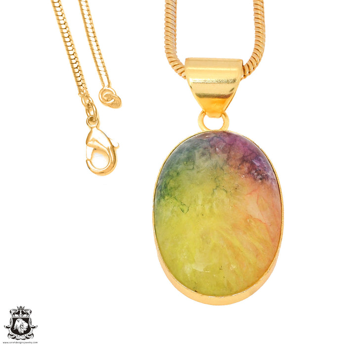 Rainbow Stalactite 24K Gold Plated Pendant  GPH1149