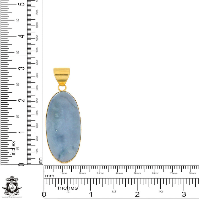 Owyhee Blue Opal 24K Gold Plated Pendant 3mm Snake Chain GPH1058