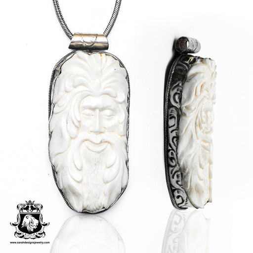 Celtic God of Agriculture Sucellus  Carving Silver Pendant & Chain N395