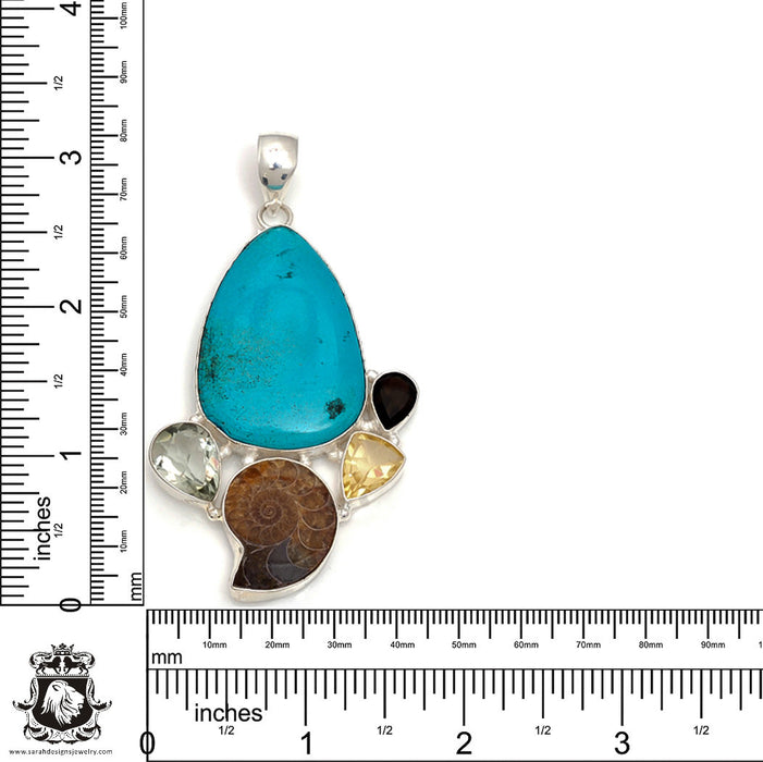 3 Inch Lone Mountain Turquoise Pendant 4mm Snake Chain P7810