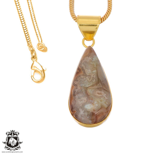 Crazy Lace Agate 24K Gold Plated Pendant  GPH1255