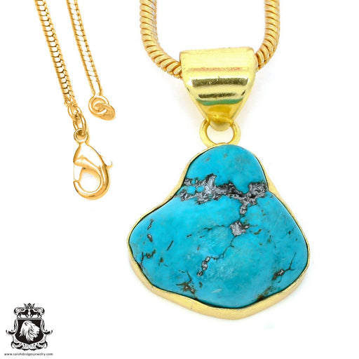 Turquoise Nugget 24K Gold Plated Pendant  GPH921
